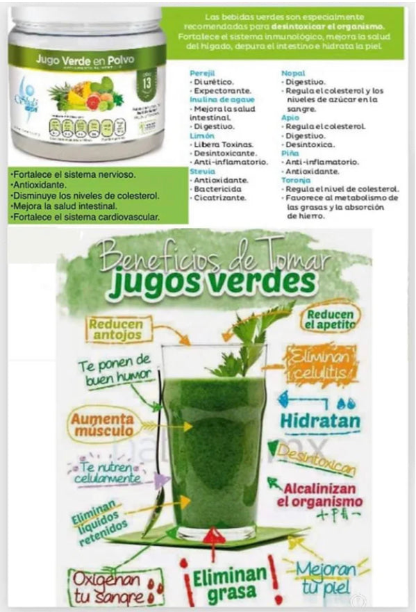 Shelo Nabel Juice Powder Dietary Supplement Quema Grasa Jugo Verde