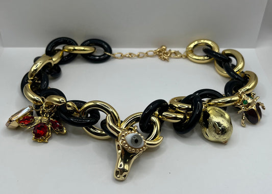 Cow Gold with Black Necklace