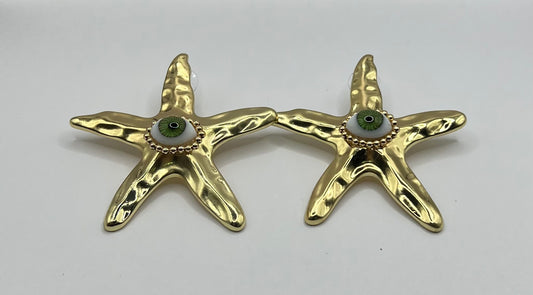 Star Shaped Earrings with Eye