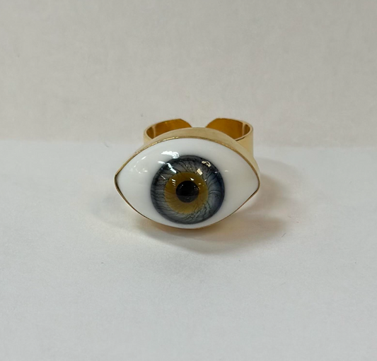Gray Brown Eyes Mix Ring