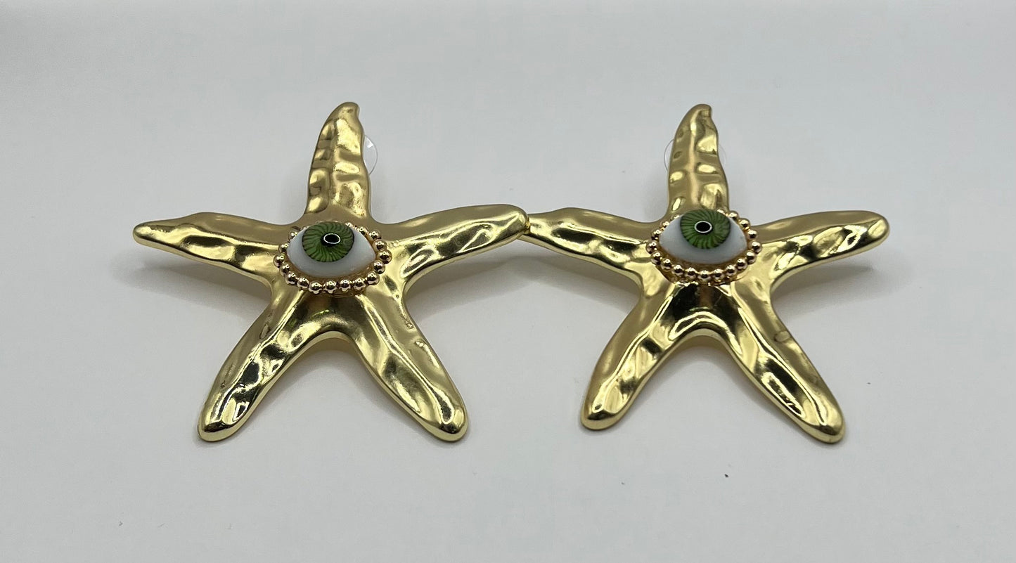 Star Shaped Earrings with Eye
