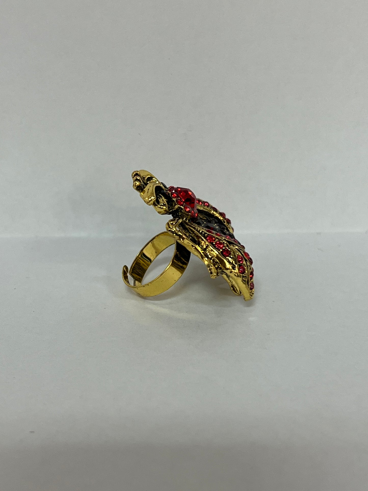 Bee Ring Red Stones One Size